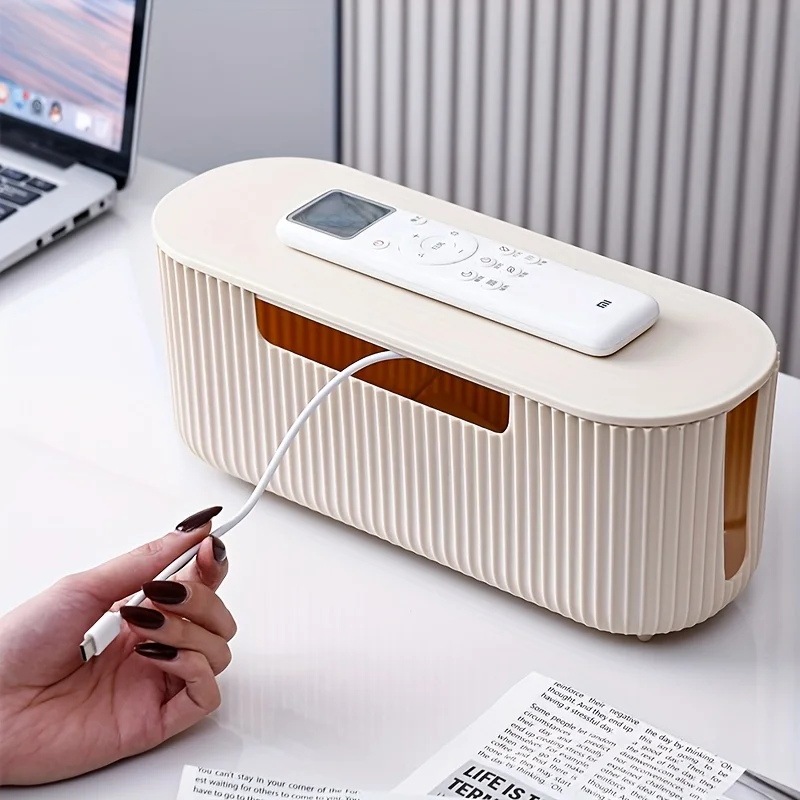 Scatola per cavi satinata, nascondere prese multiple e cavi. Durevole, sicuro per animali domestici, facile montaggio. Organizzare la tua scrivania e la casa!