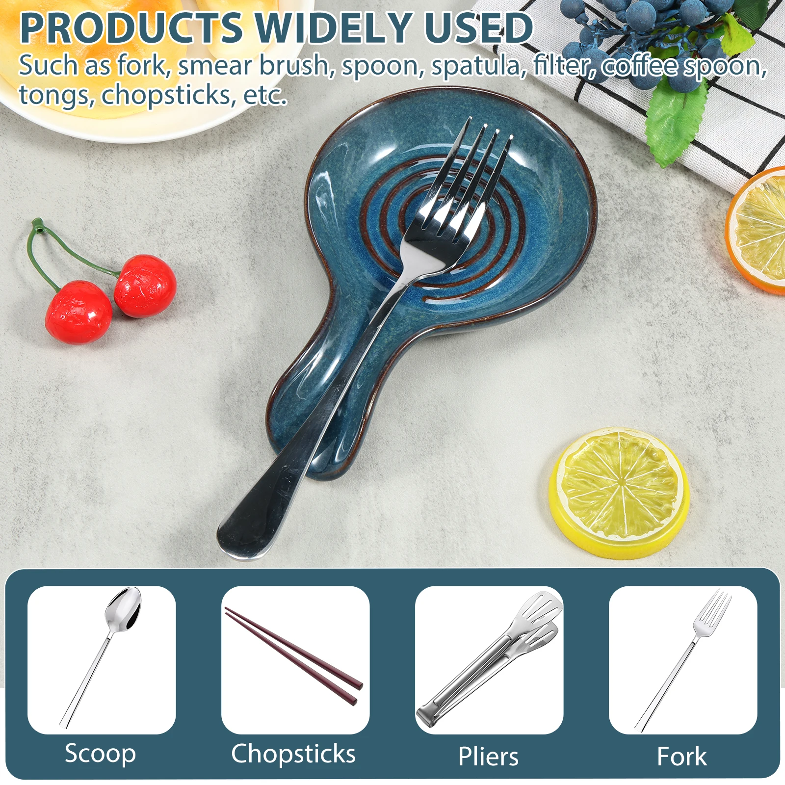 Spoon Holder Ceramic Spoon Rest Knife Fork Chopstick Filter Tray for Kitchen Counter Party Dining Table Seasoning Plate Dip Dish