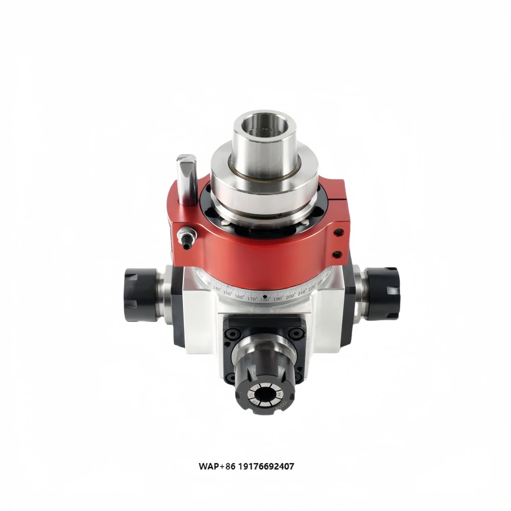 Precision 1:1 Ratio HQD Angle Heads: HSK63F Toolholder, ER25, 4-Sides, 12000rpm, for CNC ATC & 5-AXIS LATH, 16mm Bits, Grease