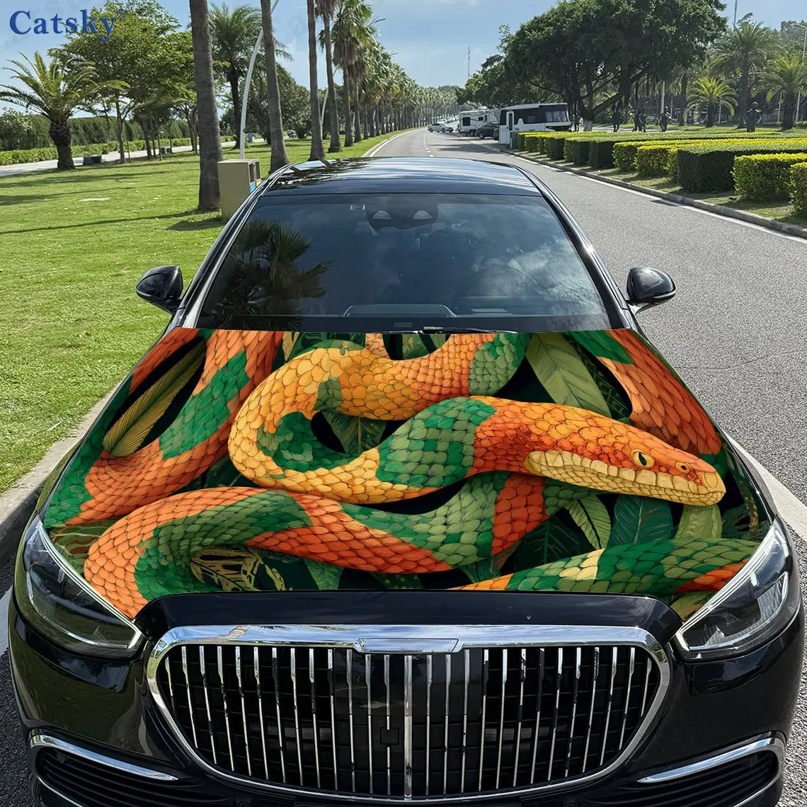 

Mysterious - style Colorful Spirit Snake PVC Car Vinyl Wraps, Self-Adhesive Waterproof Car Hood Decal Sticker, Car Decoration Pr