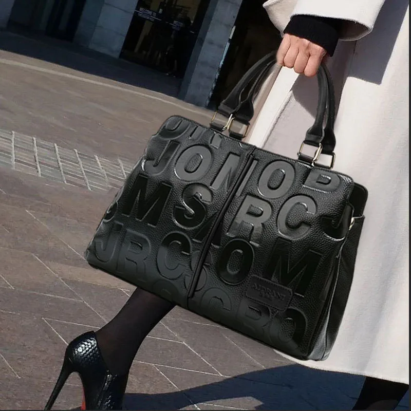 

Новая женская сумка, модная сумка через плечо из воловьей кожи с тиснением букв