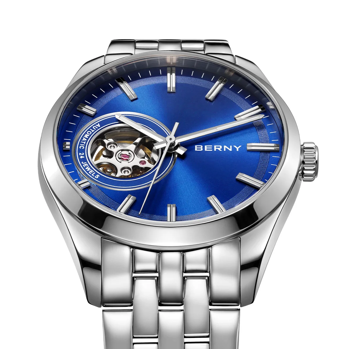 BERNY Automatic Mechanical Watches for Men Luxury Fashion Elegant Skeleton Business Dress Men's Watch Sapphire 5ATM Wristwatch