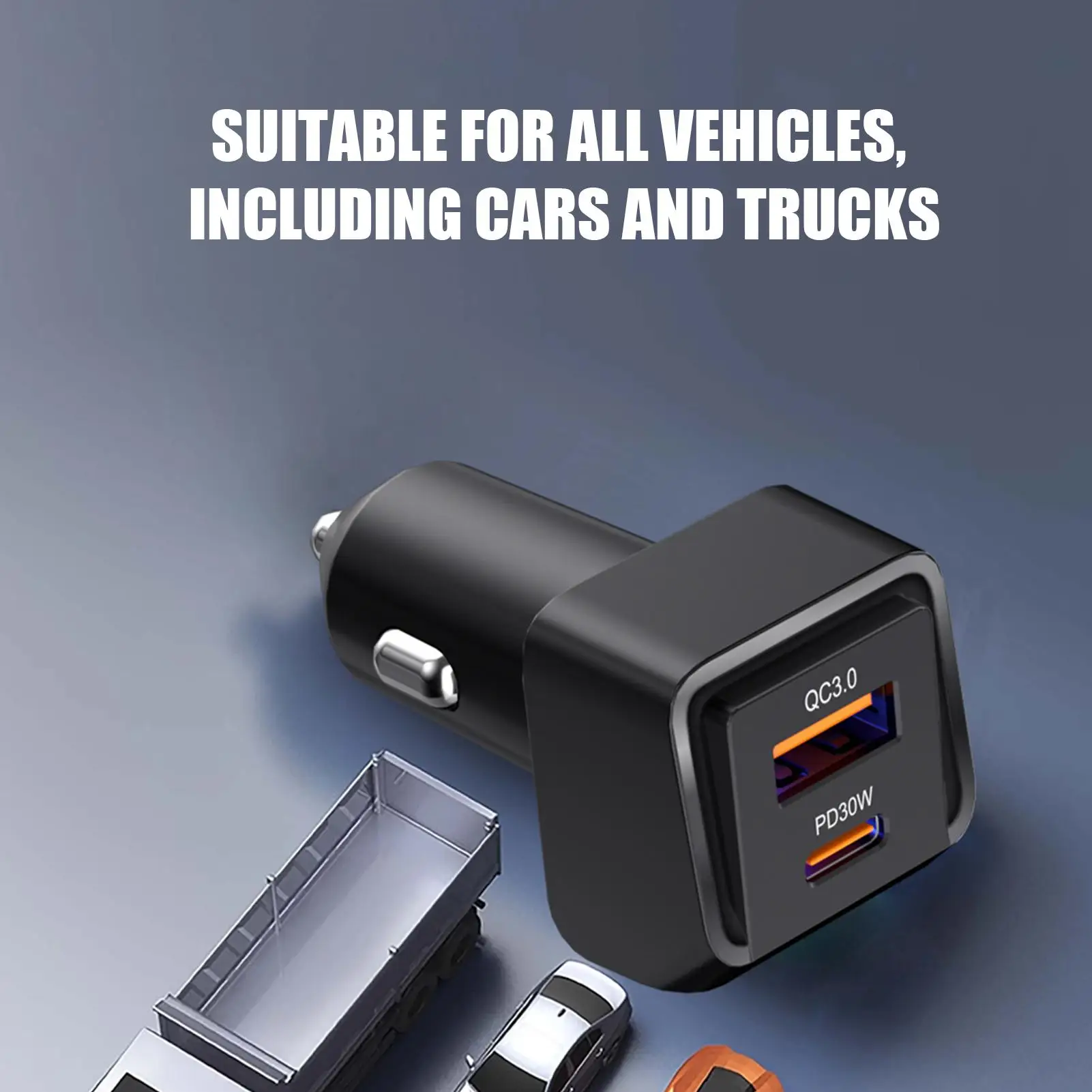 

Автомобильное зарядное устройство USB C, 2-портовое автомобильное зарядное устройство для телефона, адаптер для смарт-устройств для путешествий, автомобильного грузовика, внедорожника, фургона, седана, мобильного телефона