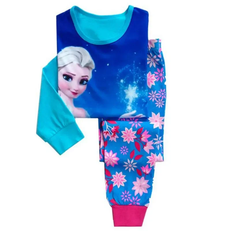 New Children Full Sleeve Pajamas Kids Boy Girl Frozen Anna Elsa Mickey Elsa Clothing Sets Baby Lovely Pajama Pyjamas Sleepwear