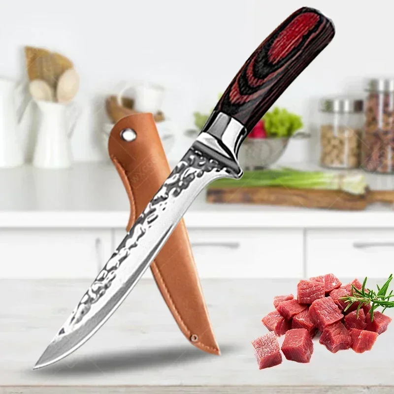 Professional Boning Knife  Deboning Butcher Cleaver Hand-Forged Steel Kitchen Knives Fillet Knife for Fish Meat Cooking Tools