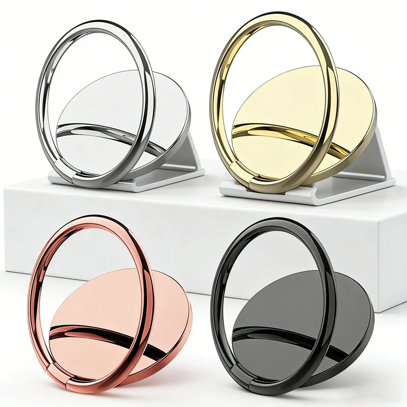 Desktop-Handyhalterung mit Metallring für iPhone 16 17 Pro Samsung Universal 360° °   Drehbarer Klappbarer Fingerring-Halter