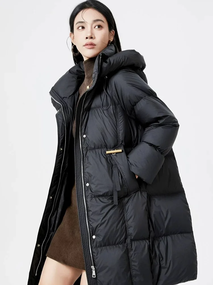 Winter Coats Down Jackets for Women 2024 Simple Solid Color Hooded Outerwears Thickened Windproof Warm Women\'s Down Jacket