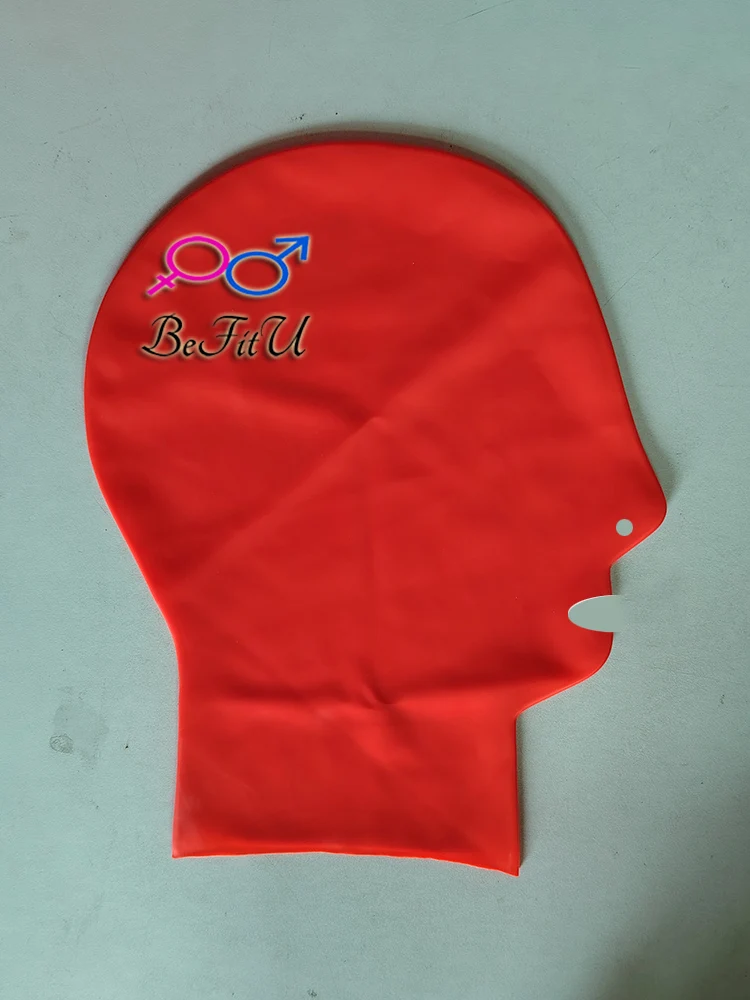 New Latex Mask Seamless shiny Hoods for photograph Mouth open without zipper suffer bandage