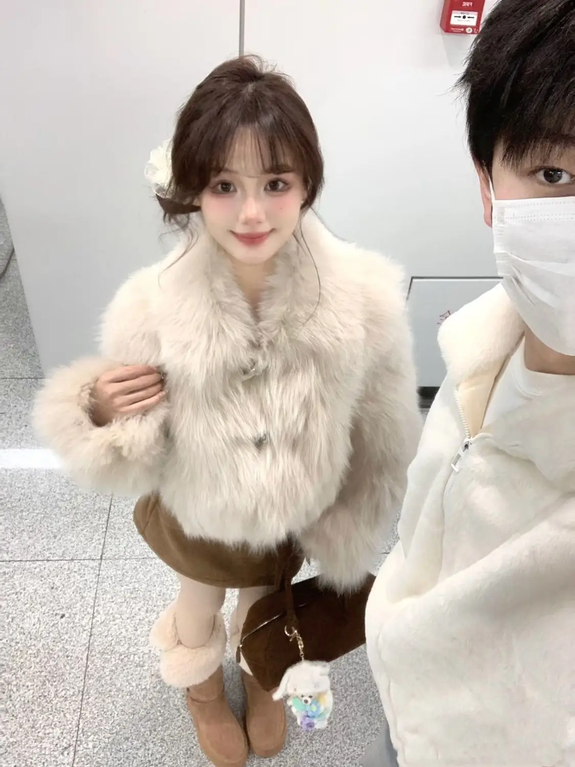 Grüne Mäntel aus Kunstpelz für Damen, hüftlang, normal, Karneval, Tochter, Thermo-Thermo-Polka-Dots-Ärmel, Baumwolle, gepolsterte Wraps, rein, Niche Clean