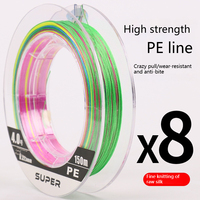 150M X8 8 Braided Multicolour Fishing PE Line  for Bass Carp Fishing Super Strong Multifilament Leashes For Fishing Winter