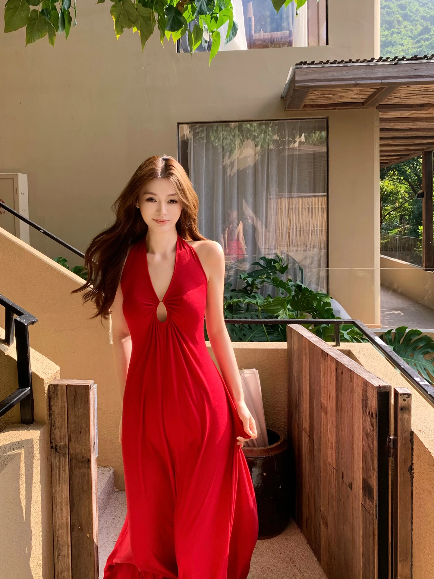 

Lienni2025 Зимнее облегающее платье с высокой талией и 3D лоскутным длинным вырезом, женская сексуальная юбка трапециевидной формы с v-Ne Dr