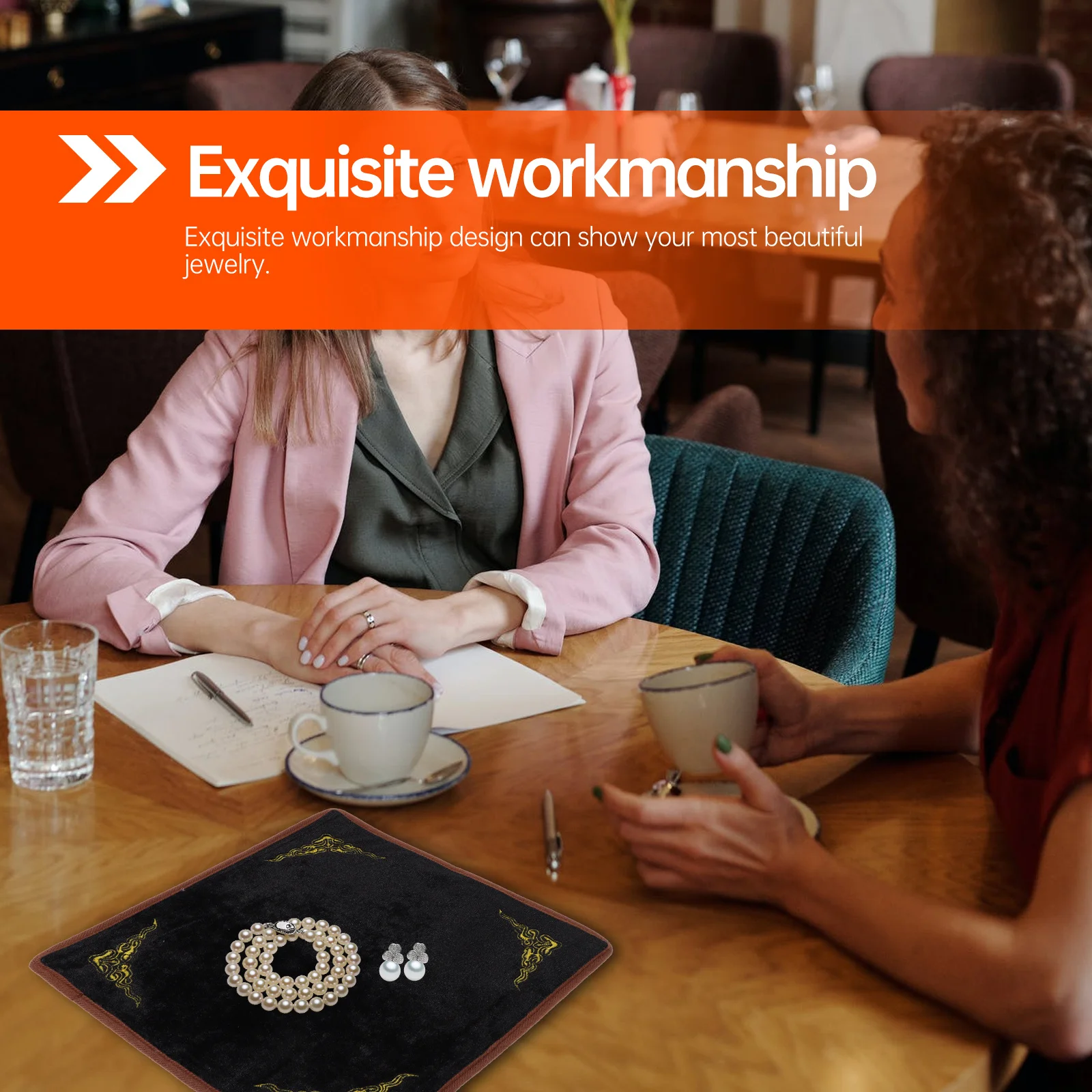 

1pc Jewelry Display Cloth Mat Premium Flannelette Non-Slip For Necklace Bracelet Counter High-End Showing Pad Foldable