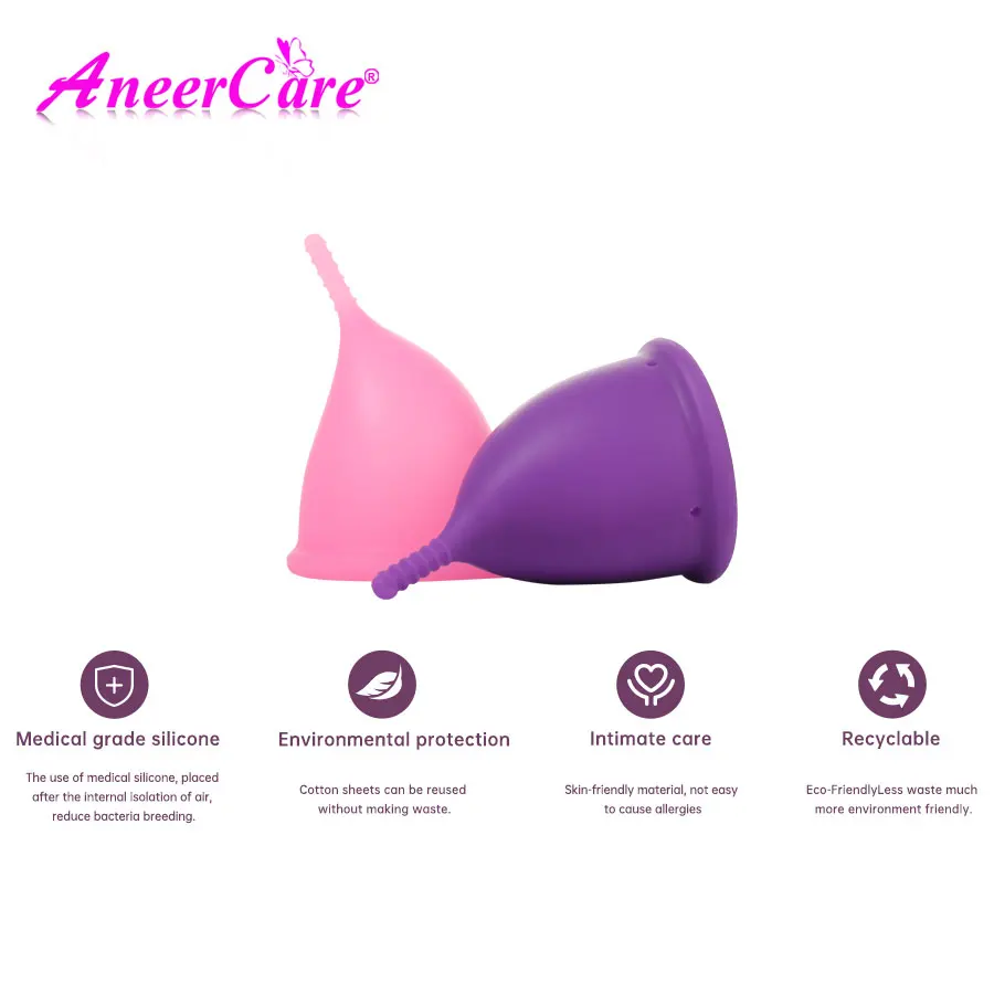 1Pcs/2Pcs Menstrual Cups Set of with Collapsible Silicone Foldable Sterilizing Cup - Tampon and Pad Alternative - Feminine Menst