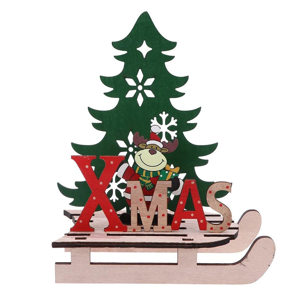 

3Pcs DIY Sleigh Ornament Christmas Decor Wooden Reindeer Table Xmas Desktop Home Office Store Mall Festive Atmosphere