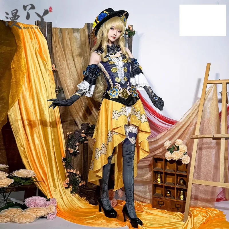 Anime Navia SR/SSR Cosplay Costume Fontaine Spina di Rosula Genshin Impact New Навия Naviya Nabia Set Hat Rose - view 3