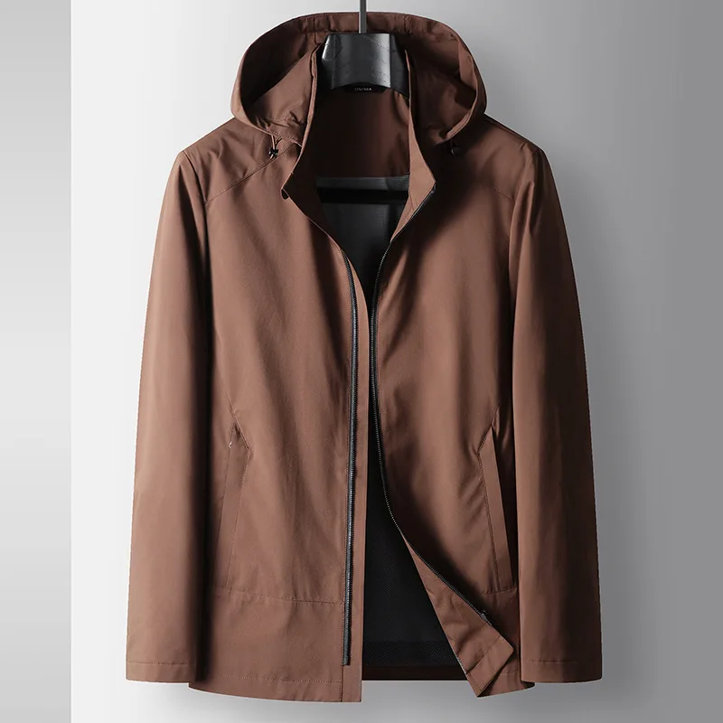 

Весенне-осенняя новая модная мужская повседневная деловая модная однотонная свободная уличная куртка, плащи, мужская съемная шляпа, пальто, топы