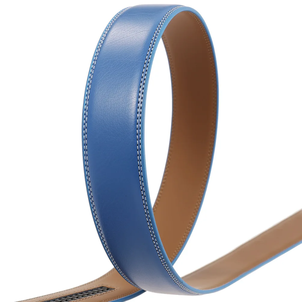 3.5 センチメートル幅本革自動ベルト本体バックルなしストラップバックルなしベルト男性高品質男性ベルト 95-130 センチメートル