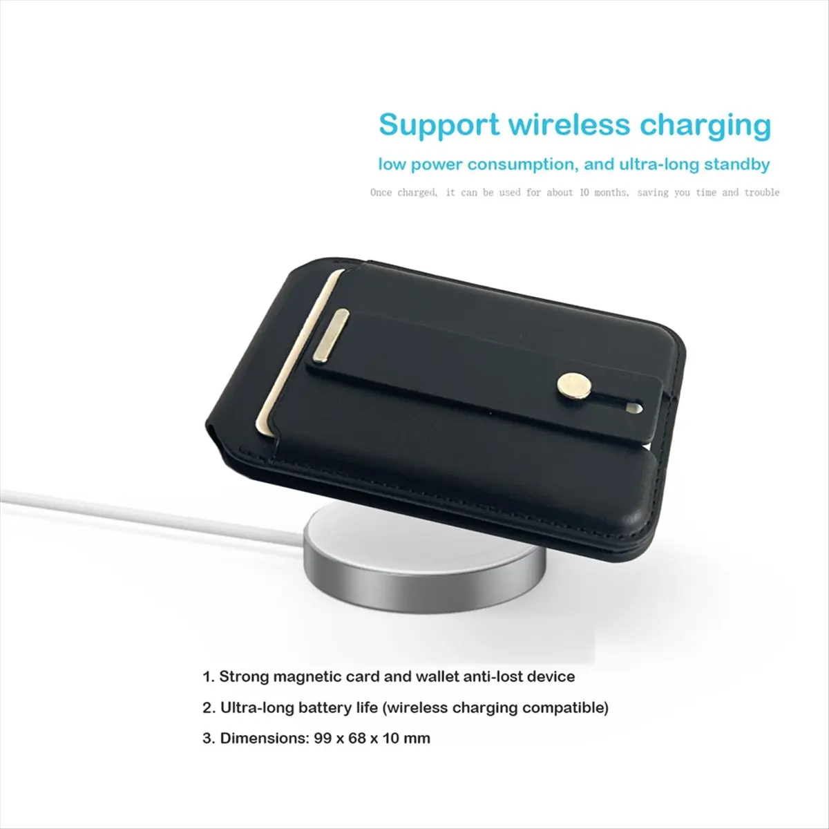 For Wallet with Find My Functionality, 3000g Magnetic Strength, Adjustable Stand for Black