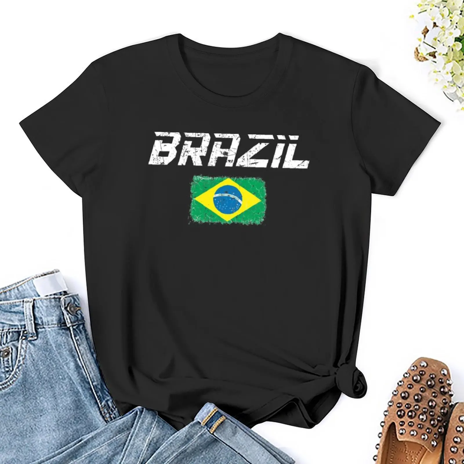 Braziliaanse Voetbalteam Fan Voetbal Braziliaanse Vlag 2022 T-Shirt Sneldrogend Dierenprint Shirt Voor Meisjes T-Shirts Vrouw