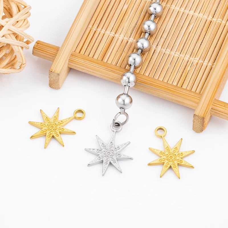 5pcs Fashion Stainless Steel Star Charms For DIY Necklace Bracelet Pendant Jewelry Making Accessories Materials Wholesale