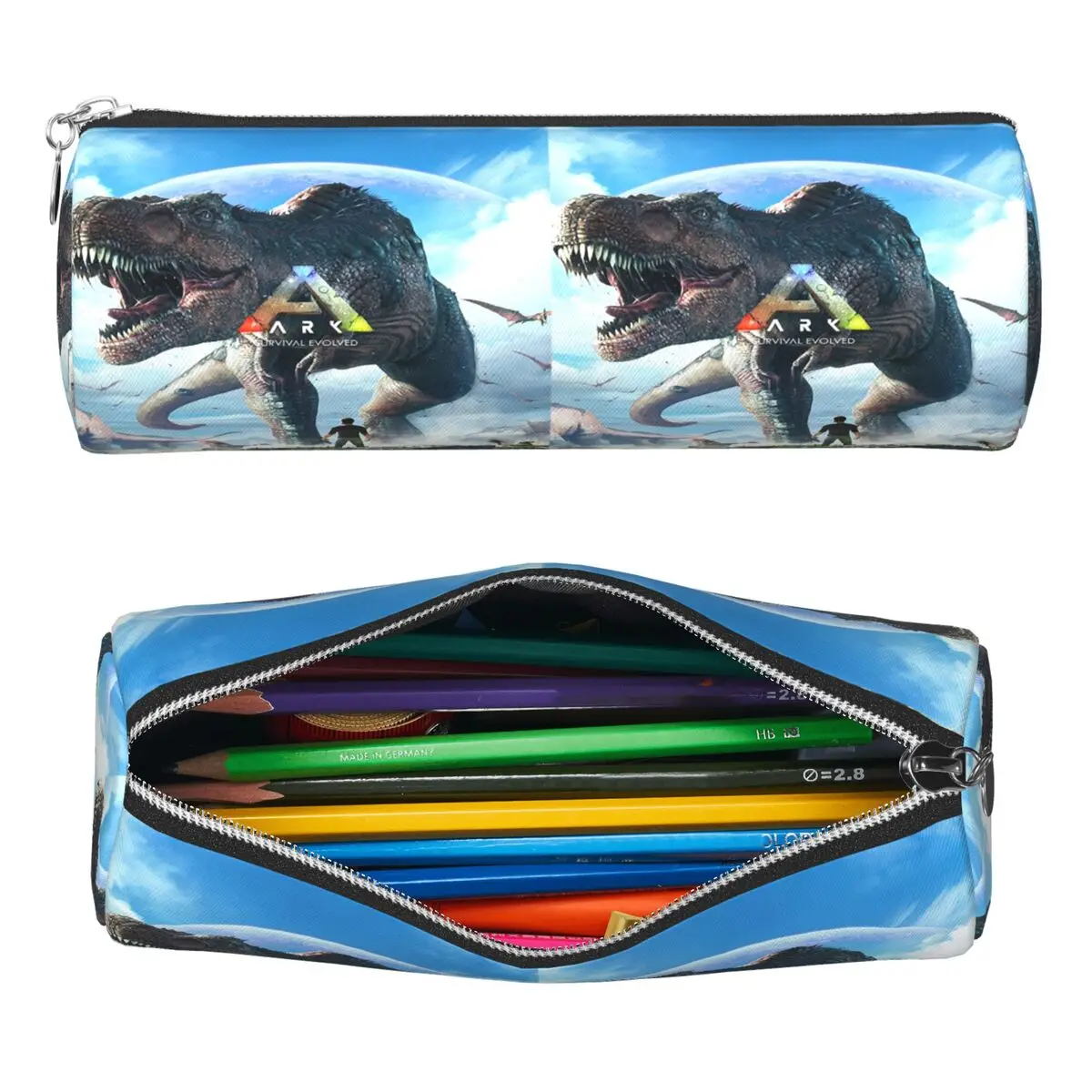 Idée de cadeau Ark Survival Evolved, trousse à crayons, pochette à crayons, boîte à stylos cylindrique, sac à crayons pour garçons et filles, école