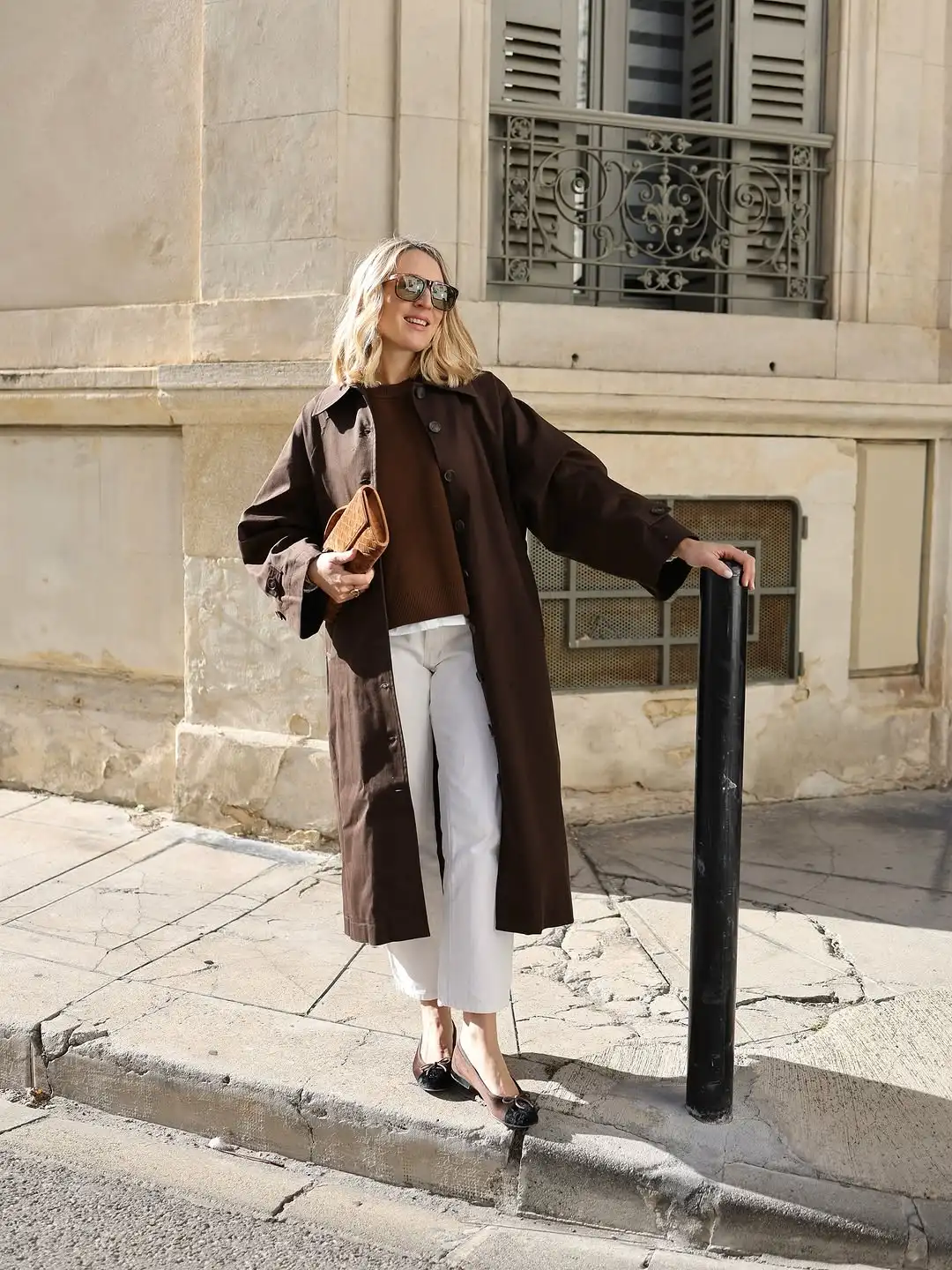 Brown Long Trench Coat Women Lapel Single Breasted Raglan Sleeve Oversized Windbreaker Spring Autumn Daily Commute Outerwear