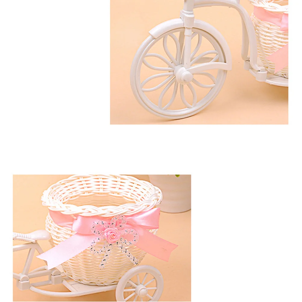 الوردي الصغيرة الروطان دراجة ثلاثية العجلات الديكور DIY الدراجة زهرة حامل النبات لأحداث غرفة النوم النثار الحلوى عرض زخرفة الحرفية