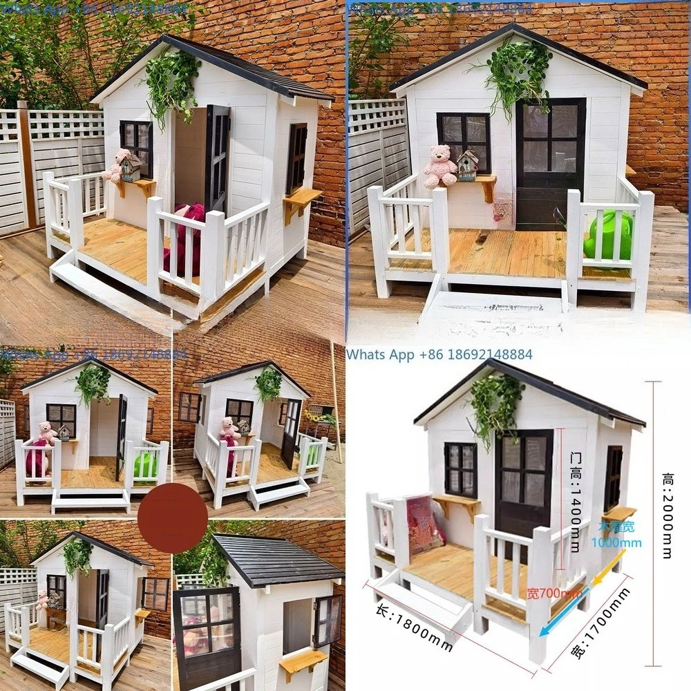 

Outdoor Cat House Wooden Dog Shelter Garden Playhouse for Pets Portable Pet Cabin Assembly Backyard Animal
