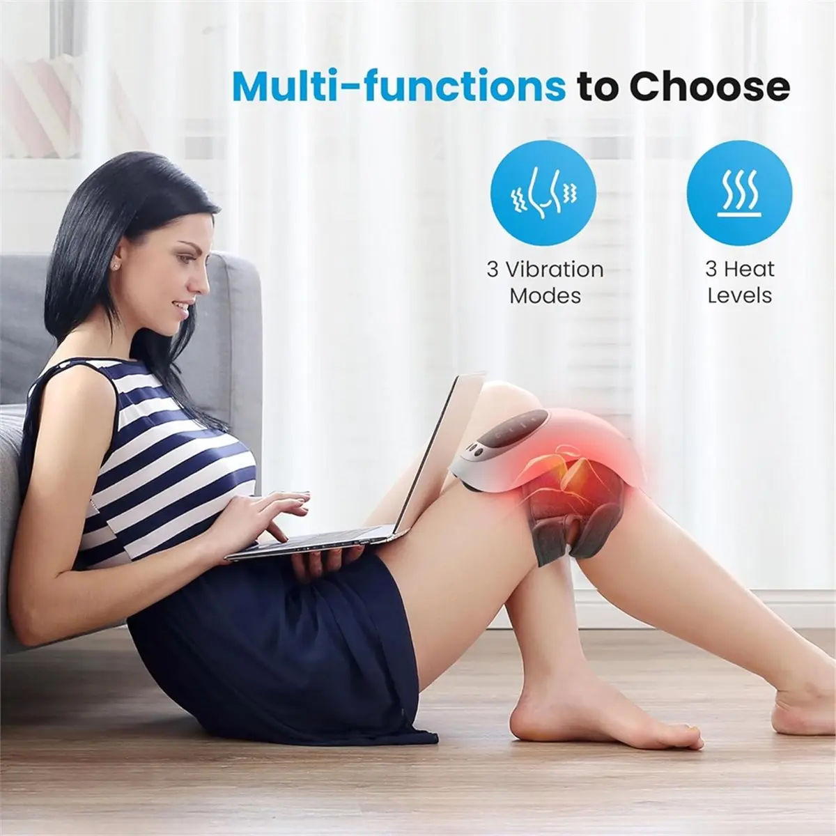 【45% OFF】Cordless Knee Massager with Heat, Upgraded Heated Knee Brace with 18.9 Inch Knee Straps, Gift for Dad Mom, Women Men