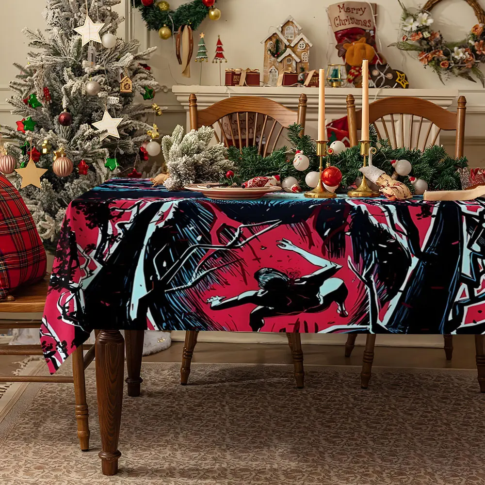 Bear Cozy Night In Table Cloth Waterproof Tablecloth Spill Proof Table Cloth, Wipe Clean Table Cloth for Dining Camping