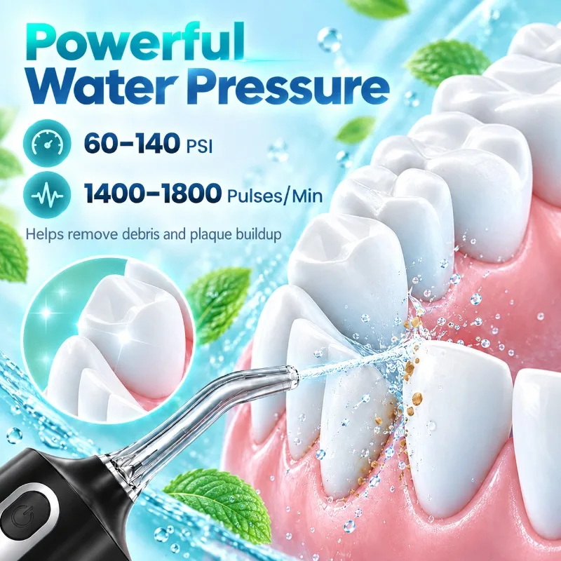Portable Water Dental Flosser 300ml Oral Irrigator Cordless 5 Jet Tips 4 Modes USB Rechargeable Teeth Cleaner Travel Home Use
