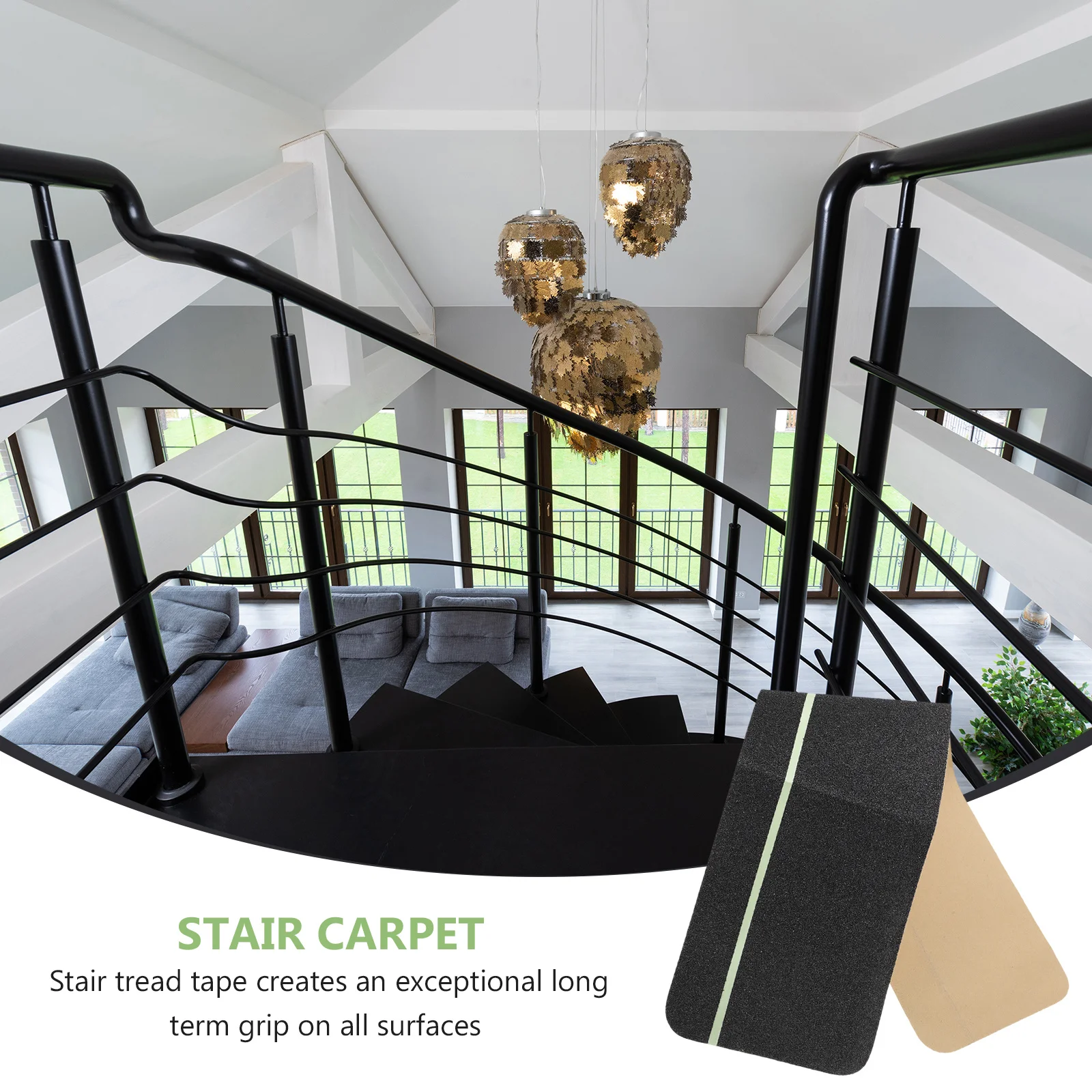 Tapete de escada antiderrapante com listra brilhante, fita antiderrapante, à prova d'água, autoadesivo para escadas, pisos, passos, rampas, tapete de escada