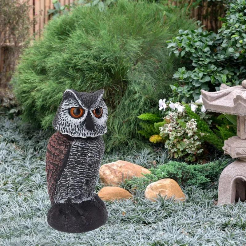 

Simulation shaking head owl dummy, used for driving away birds, outdoor garden decoration with scarecrow bird repeller