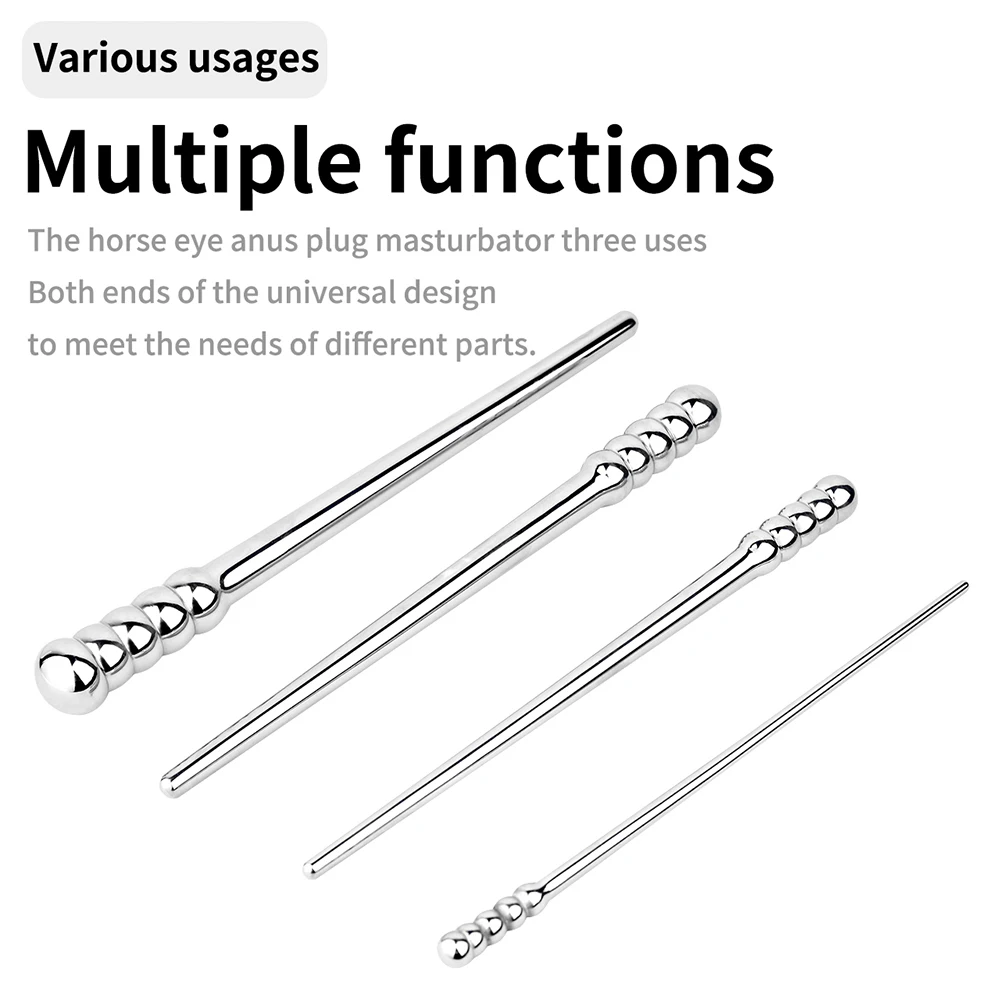 FRRK Stainless Steel Urethral Dilator Anal Plug Metal Horse Eye Stick Prostate Massage Sex Tools