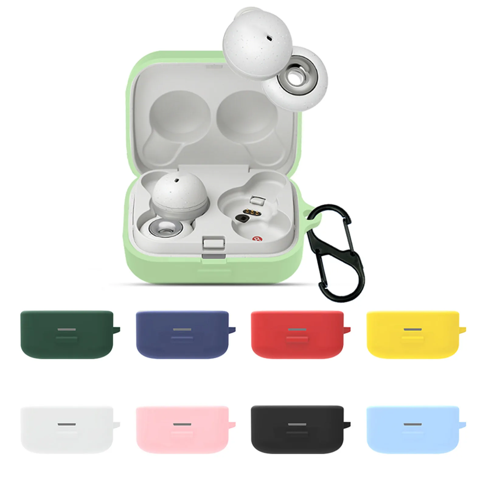 Earphone Case For SONY LinkBuds WF-L900 Colorful Silicone Shockproof Earbuds Protective Cover With Carabiner For WF-L900