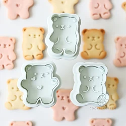 3Pcs/Set Valentine's Day 3D Biscuit Mold Children's Day Cartoon Bear Pattern Animal Shape Frosting Cookie Cutter Baking Tool