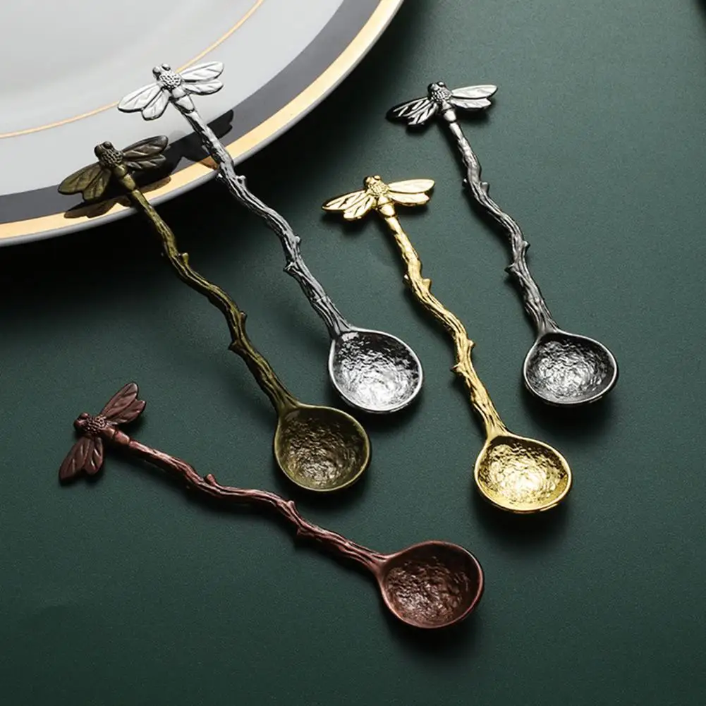 Nice-looking Tea Spoon Plating Surface Honey Scoop Long Handle Food Grade Coffee Spoon  Stir