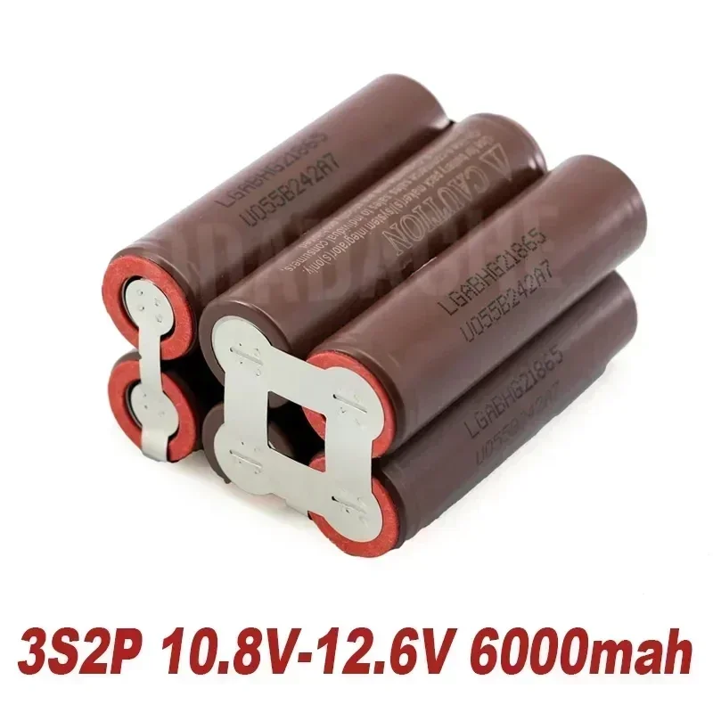 3S/5S 10.8V 12.6V 18V 18650 HG2 3000mAh 6000mAh Lithium Battery 30A Soldering Strip for Screwdriver Battery Shurika Customize