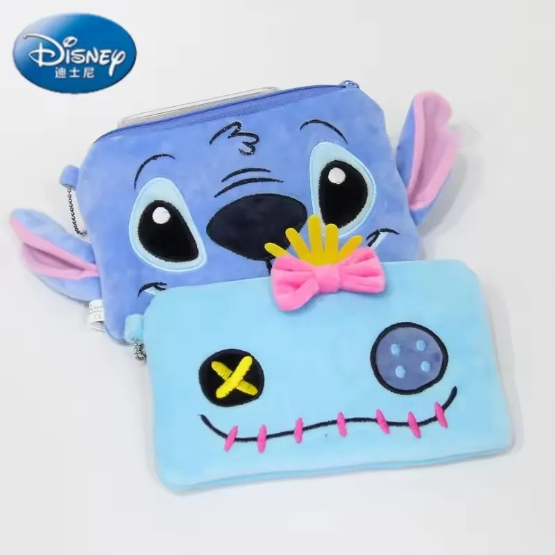 Disney Lilo&Stitch Plush Makeup Bag Cartoon Stitch Wallet Cosmetic Bag Washing Bag Pencil Case Girl Mini Storage Phone Bags Gift