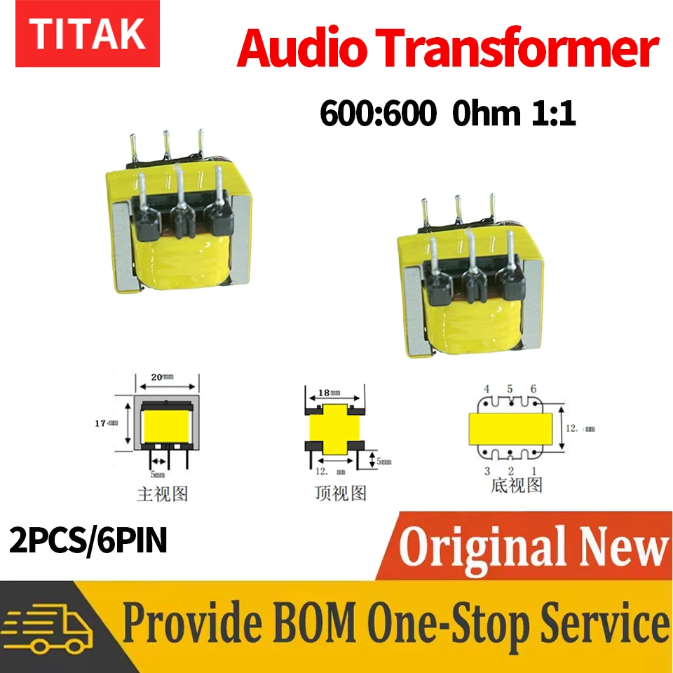 TITAK Permalloy Audio-Transformator Impedanzverhältnis 600:600 Ohm 1:1 Isolationstransformator Digitalsignal Ni-Fe Transformator