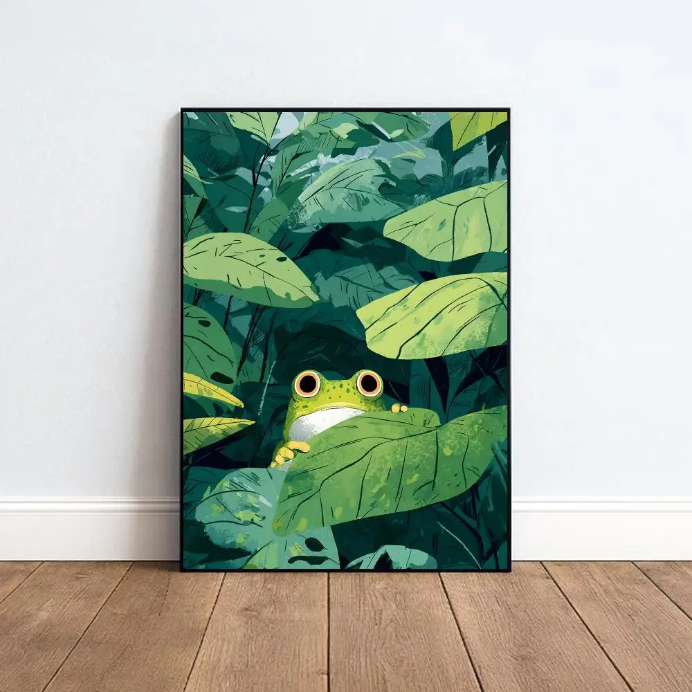 Cute Frog Illustration F-Frog Aesthetic Poster Indoor & Outdoor Wall Decor for Young Collectors