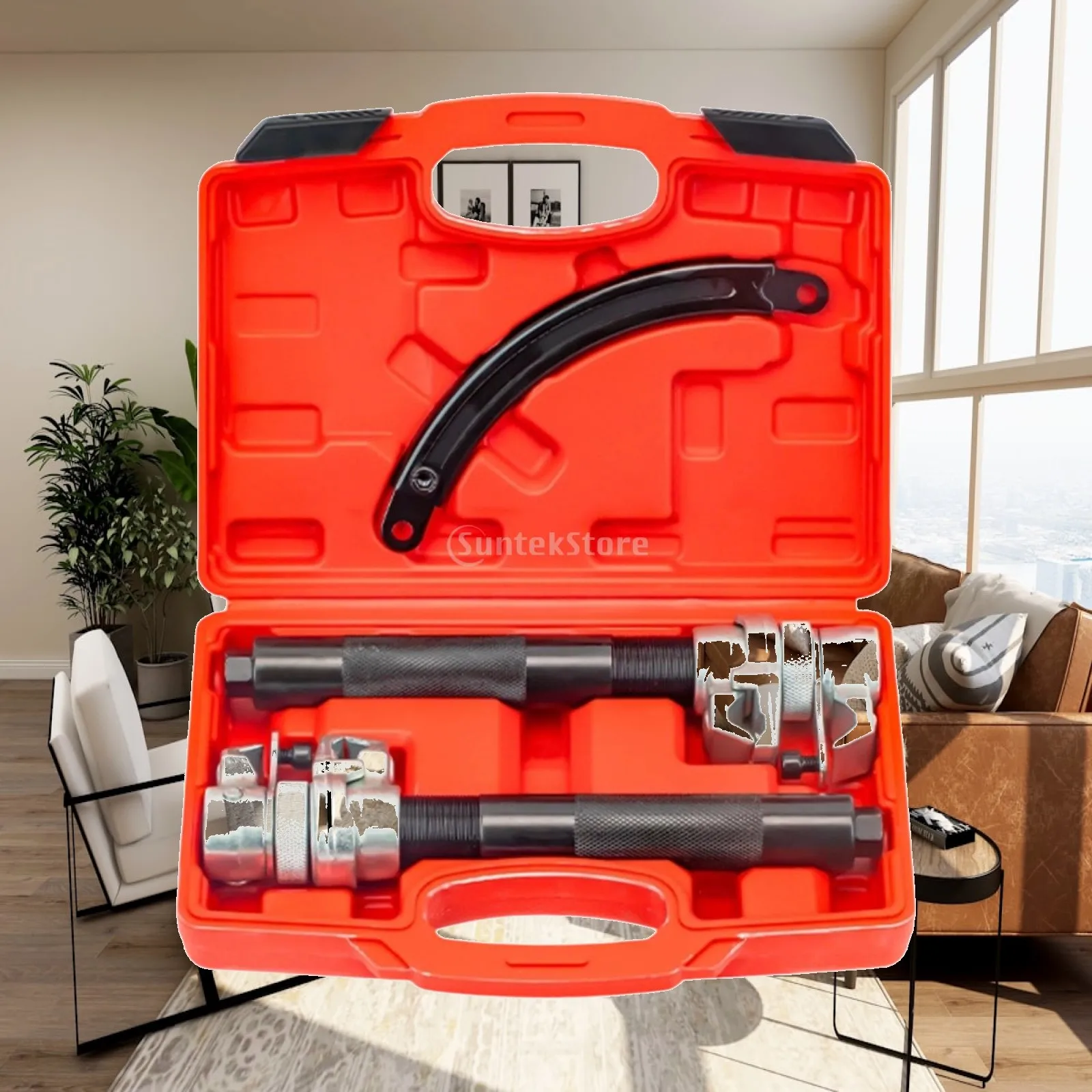 3 Pieces Spring Compressor with Safety Bar Automotive Coil Spring Compressor Heavy Duty Adjustable for Mechanics, Workshops