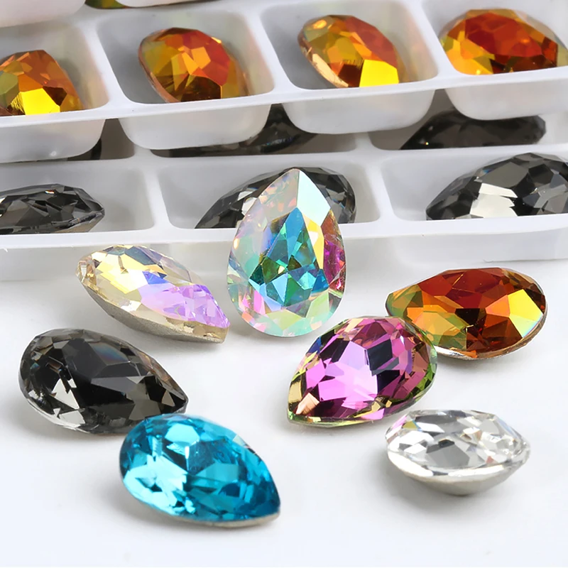 20pcs Teardrop Rhinestones Point Back Crystals Diy Decorations Stones for Clothes Crystal Drops For Jewelry Cristal Strass