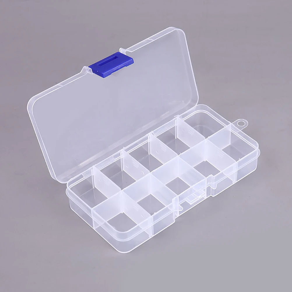 

6pcs Transparent Storage Box Mini Clear Plastic Boxes 10 Grid Dividers Compact Lightweight Removable Adjustable for Beads