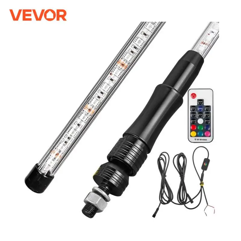 VEVOR 3 4 5FT 2PCS LED Flagpole Whip Lamp Light RGB Waterproof Bendable Remote Control Multi Color Bright for SUV ATV UTV RZR