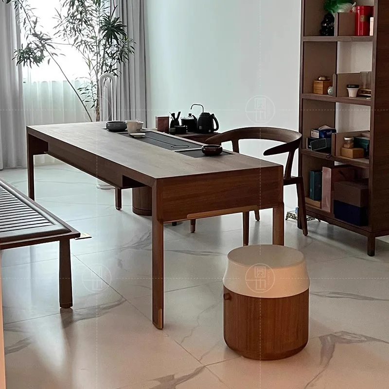 

Customizable new Chinese tea table living room home solid wood bubble