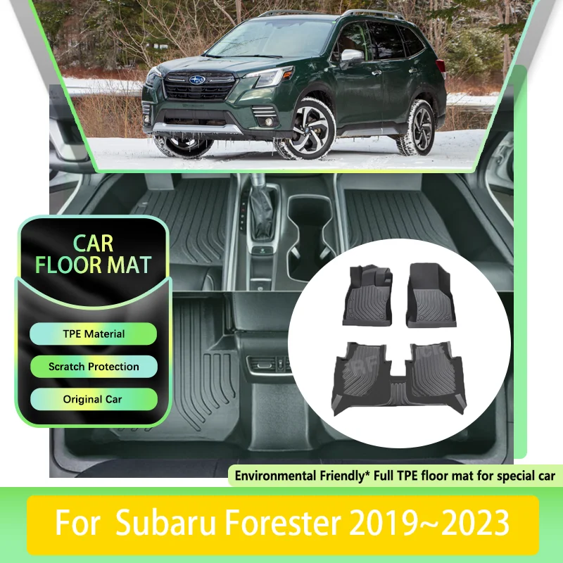 TPE Car Floor Mats For Subaru Forester SK 2019 2020 2021 2022 2023 Waterproof Leather Pad LHD Foot Rugs Carpets Auto Accessories