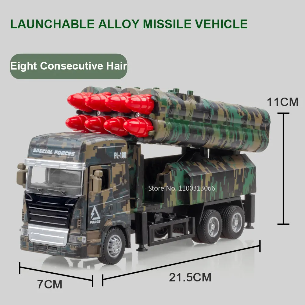 1:32 Simulation Military Missile Rocket Launcher Trucks Diecast Model Toy Vehicle Sound And Light Pull Back Gift Toys For boys