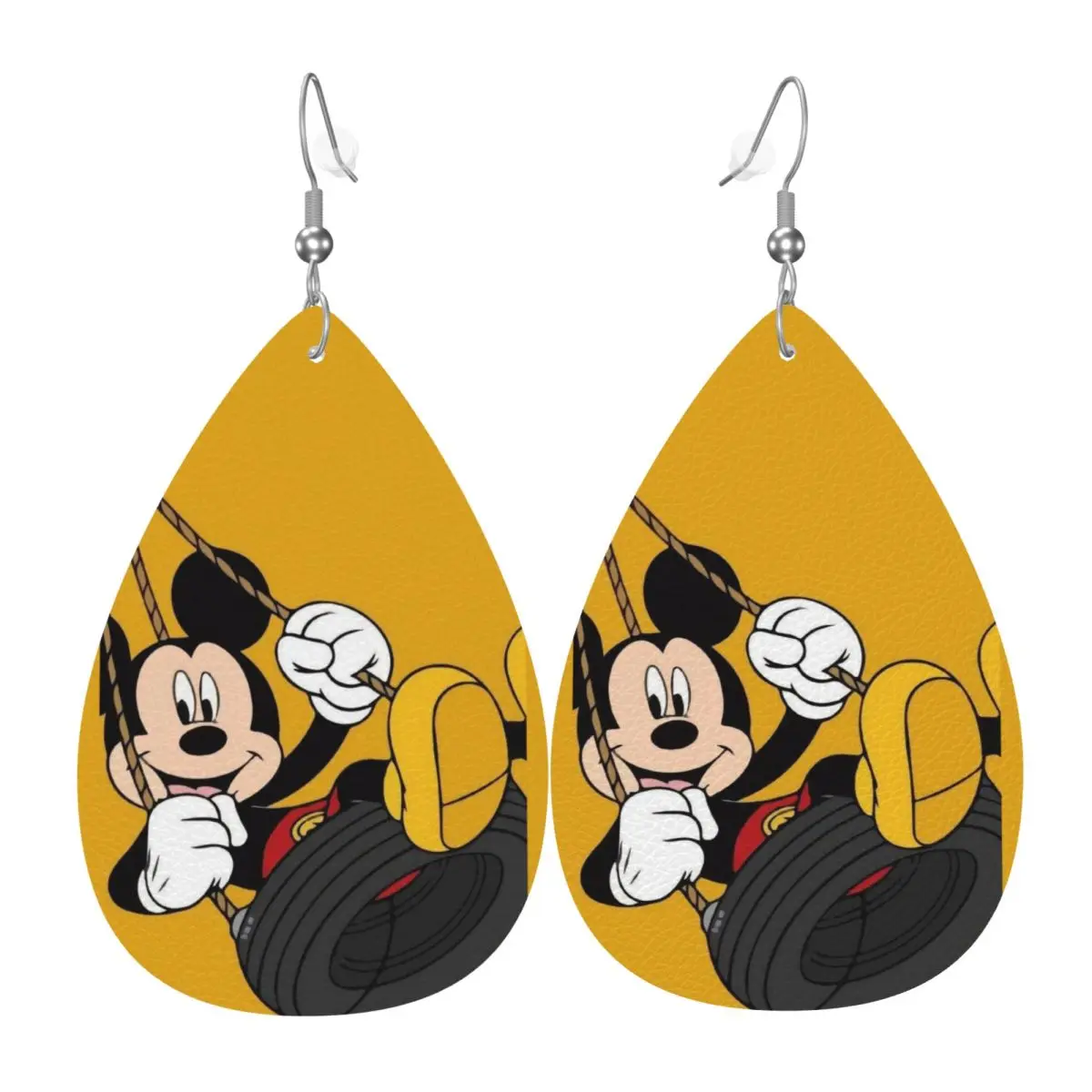 

Серьги-подвески из ПВХ-кожи с коллажем Микки Мауса, украшения для женщин, аниме, мультфильм, подарок жене, маме