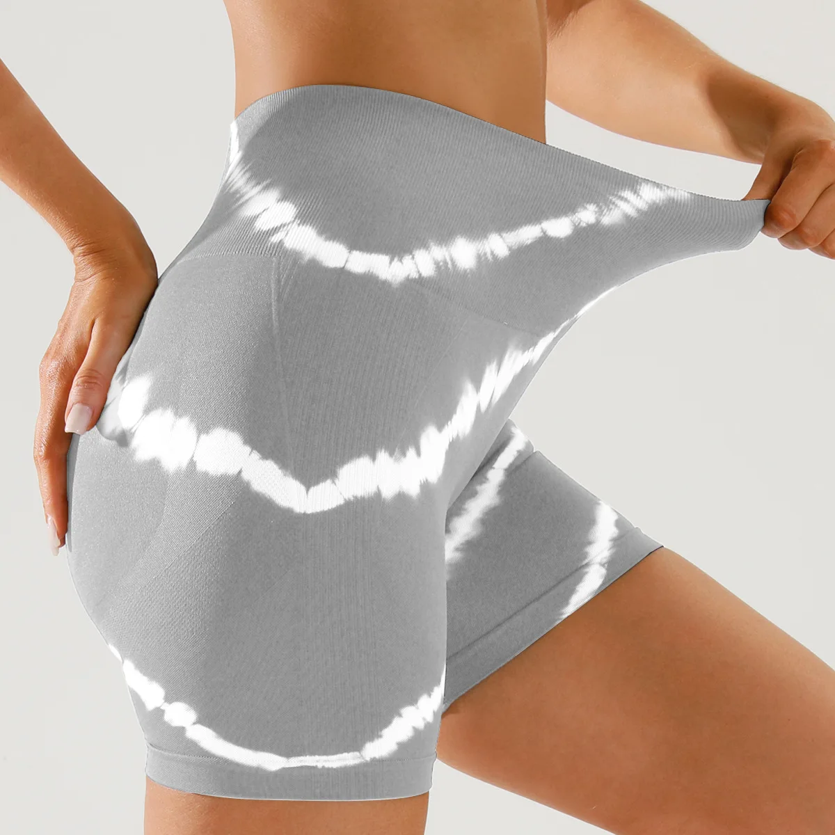 Women's Tie Dye Printed Ruched High Waisted Sports Shorts Casual Comfy Breathable High Stretch Seamless Skinny Shorts For Yoga